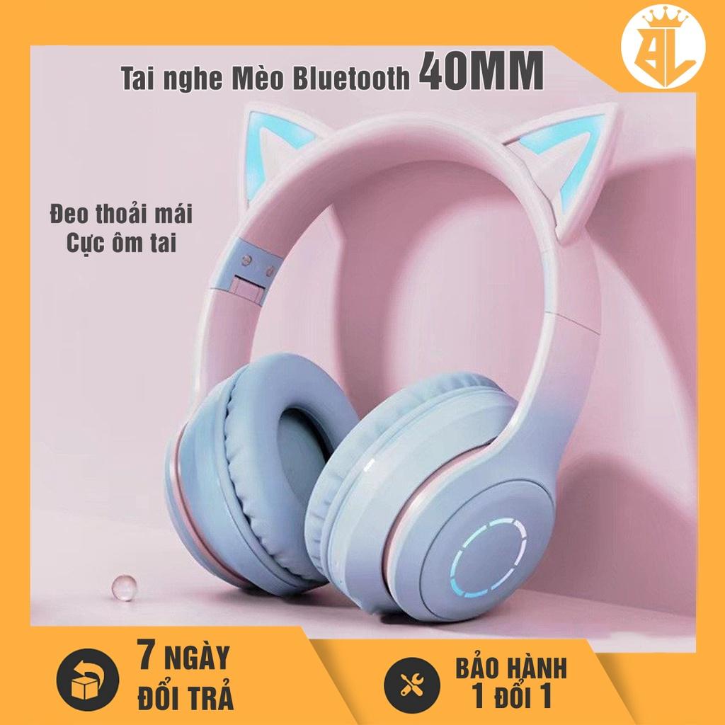 Tai Nghe Mèo Dễ Thương Kết Nối Bluetooth , Tặng Kèm Jack 3.5, Có Mic, Hàng Cao Cấp Cực Ôm Tai. Đeo Thoải Mái