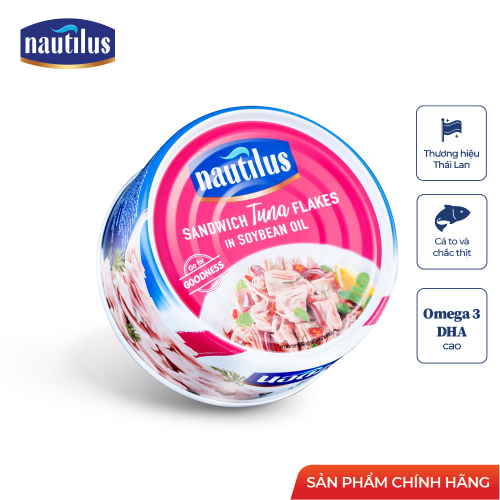 Combo 8 lon Cá Ngừ Nautilus xắt lát ngâm dầu đậu nành (NK Thái Lan)