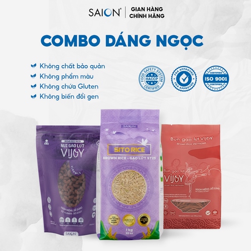 Combo Gạo Bún Nui Mì Lứt VIJOY Dáng Ngọc