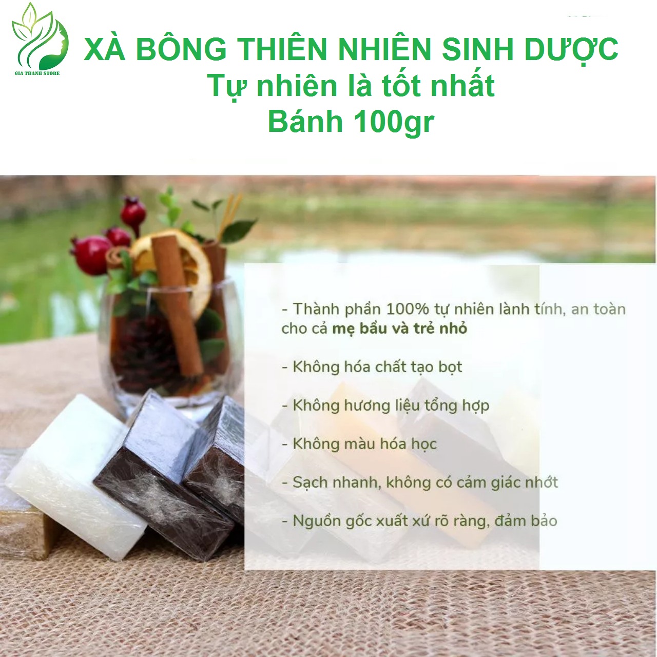 SINH DƯỢC [ TẶNG 1 BÁNH XÀ BÔNG và 1 TÚI LƯỚI TẠO BỌT] SET 10 xà bông thiên nhiên Sinh Dược đủ 10 vị, xà phòng handmade Soap 100gr Organic hữu cơ thảo mộc tự nhiên sạch khuẩn ngăn ngừa mụn lưng, mặt, hôi nách viêm nang lông - GIATHANH STORE