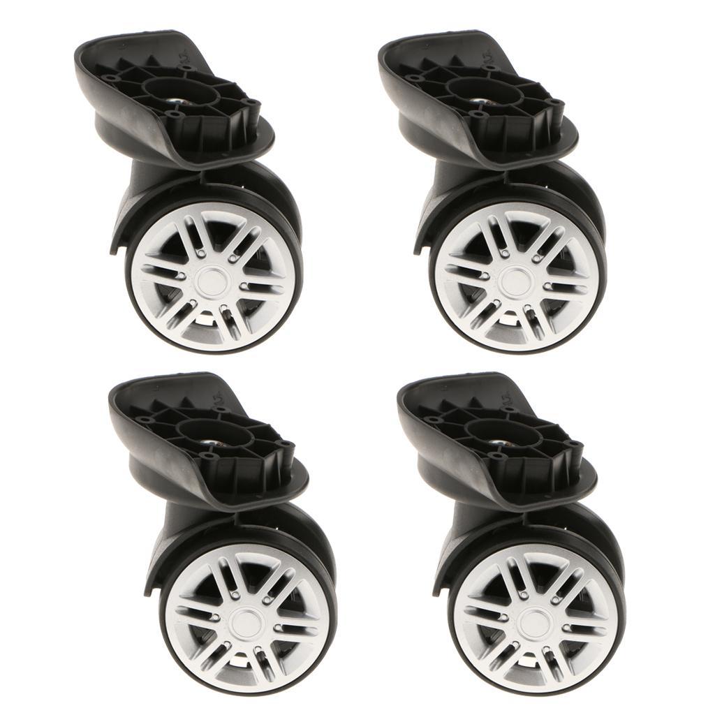 3x 4 Pieces Replacement Travel Luggage / Trolley Case Universal Swivel Casters Dual Roller Bearing Wheels for DIY / Repair - Black