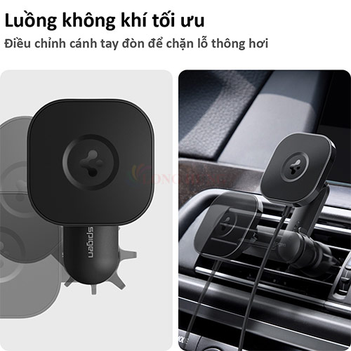 Giá đỡ điện thoại trên xe hơi Spigen Onetap Pro Wireless Magnetic Car Charger Air Vent ACP02615 - Hàng chính hãng