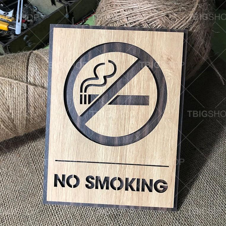 Bảng gỗ cấm hút thuốc sẵn keo 2 mặt dán tường