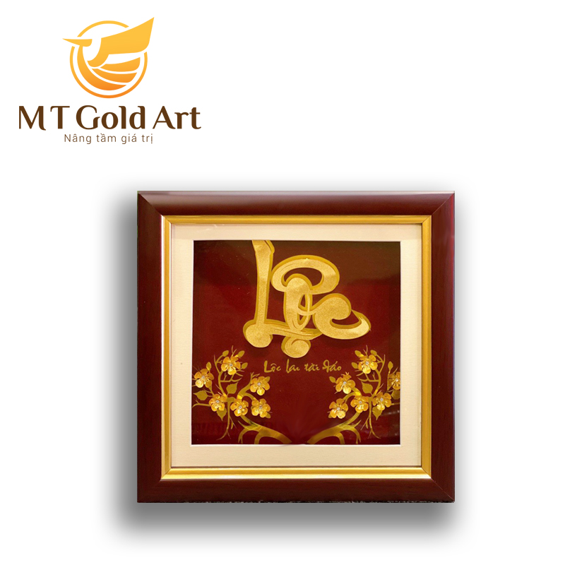 Tranh Chữ Lộc dát vàng MT Gold Art- Hàng chính hãng, trang trí nhà cửa, phòng làm việc, quà tặng sếp, đối tác, khách hàng, tân gia, khai trương