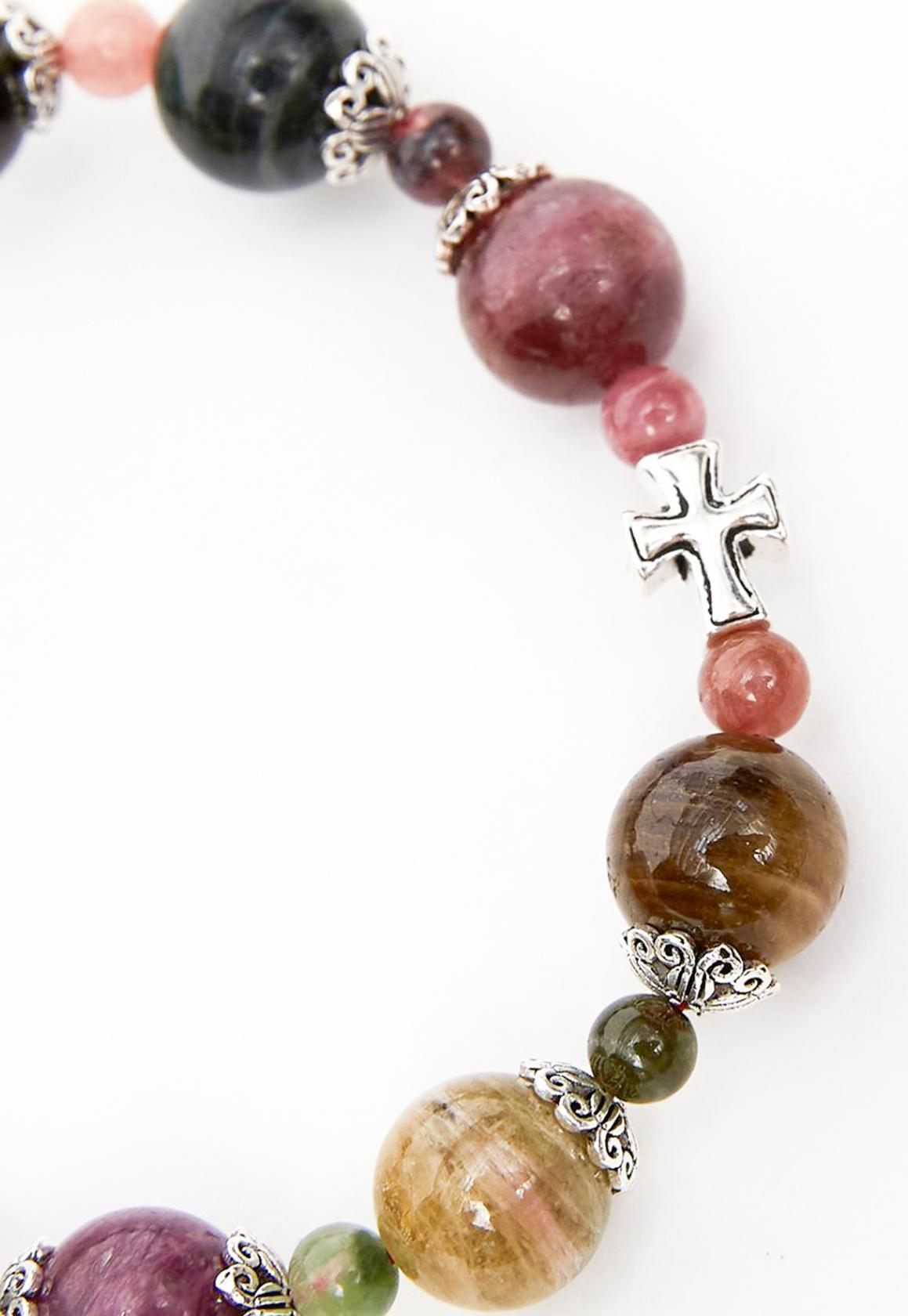 Vòng chuỗi Mân Côi Rosary Bracelet đá tourmaline đa sắc - Ngọc Quý Gemstones