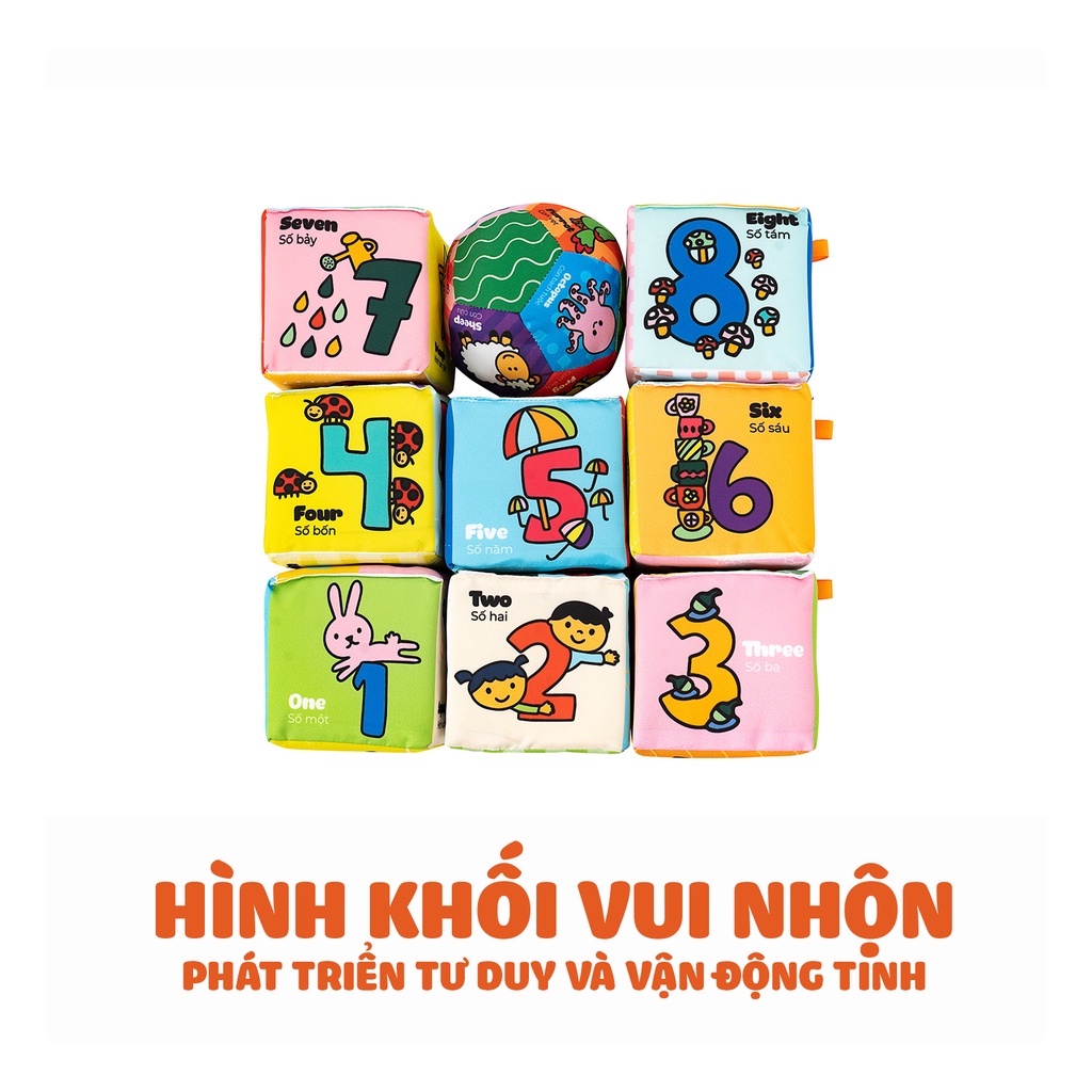 Đồ Chơi Hình Khối Vải Xúc Xắc Vui Nhộn Travel Block 9 Pcs (0-2 tuổi)