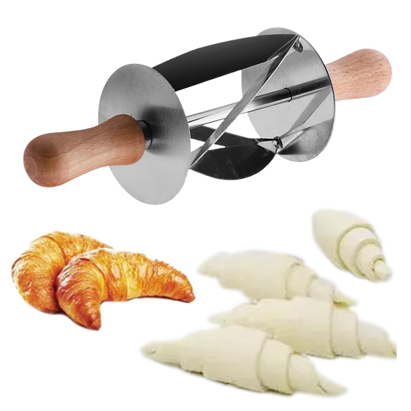 Stainless Steel Bread Cutter with Wooden Handle for Kitchen Baking Tools