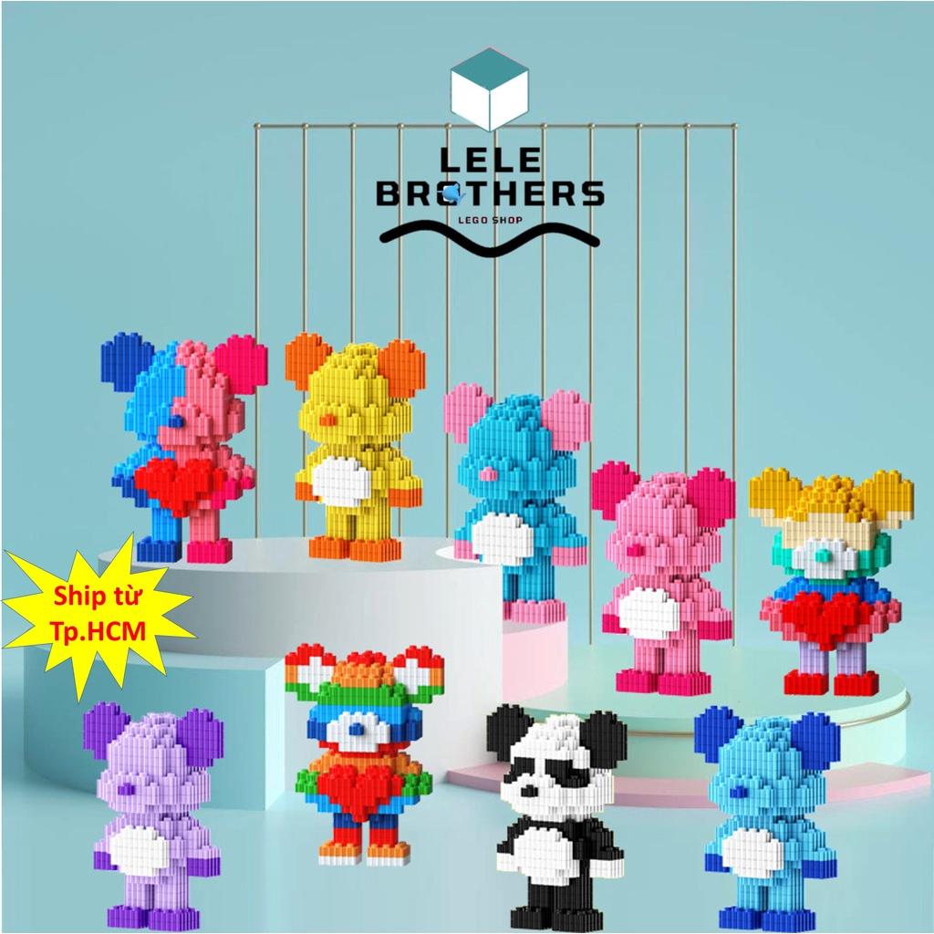 Đồ chơi mô hình lắp ráp Gấu bạo lực Bearbrick 3D size 12cm lắp ráp xếp hình bear brick mini 3D dễ thương