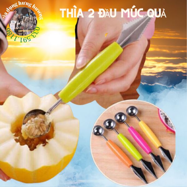 Thìa tỉa hoa quả 2 đầu, chuyên dụng cụ pha chế bartender