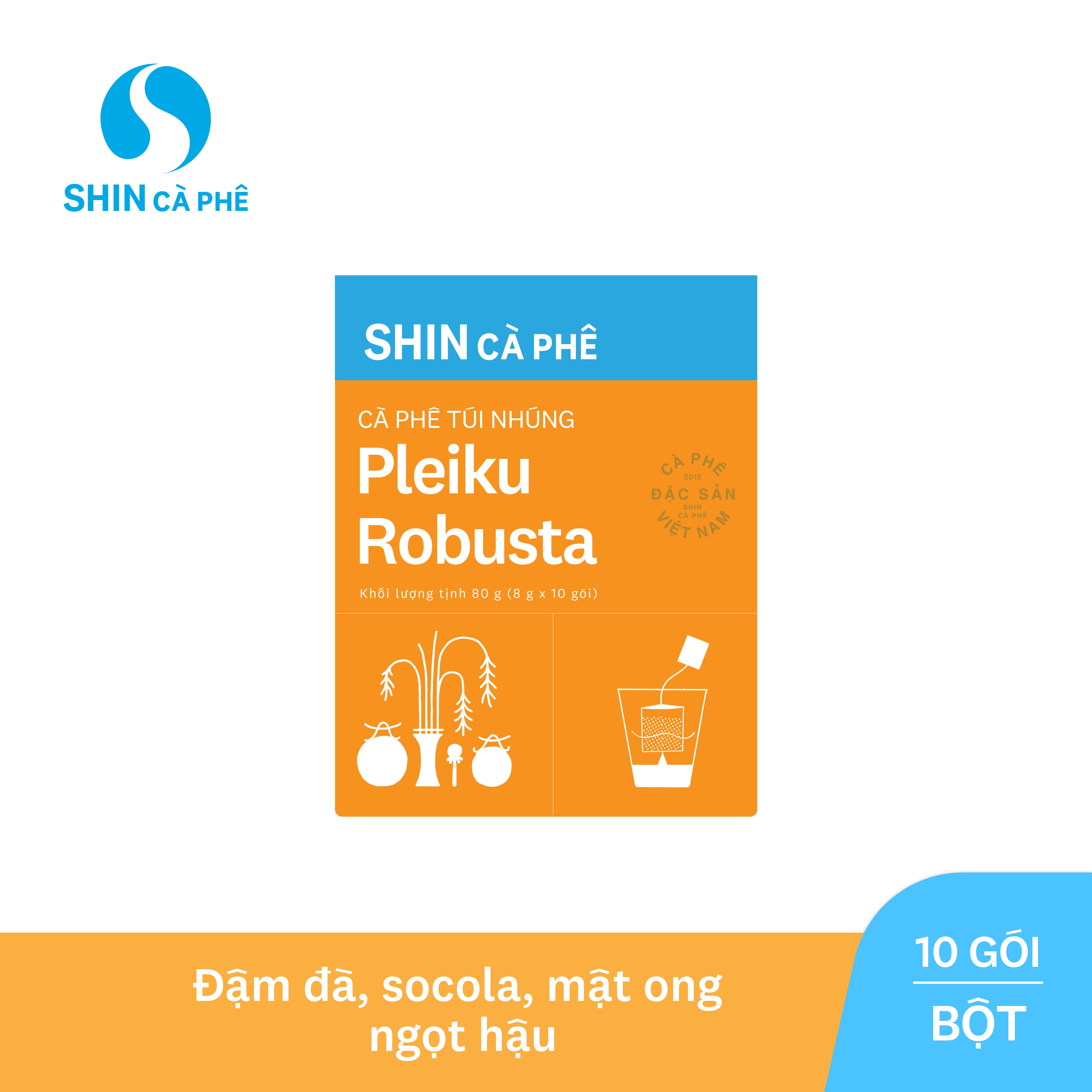 SHIN Cà Phê - Cà phê túi nhúng đặc sản Pleiku Robusta hộp 10 gói