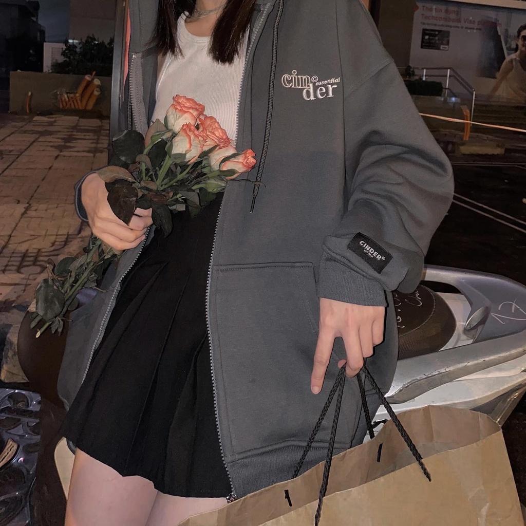 Áo Khoác Hoodie Zip Cinder Promax Kéo Khóa, Áo Hoodie Zip Nam Nữ Form Rộng Thêu Cao Cấp, Local Brand