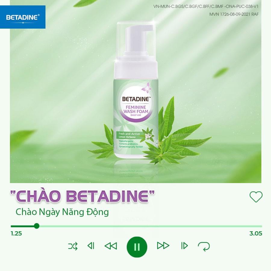 Bọt vệ sinh phụ nữ Betadine Feminine Wash Foam Daily Use Fresh & Active Lemon Verbena 100ml