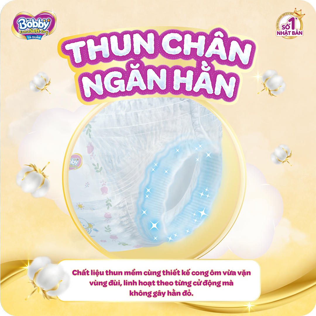 Tã Quần Bobby Extra Soft Dry S70