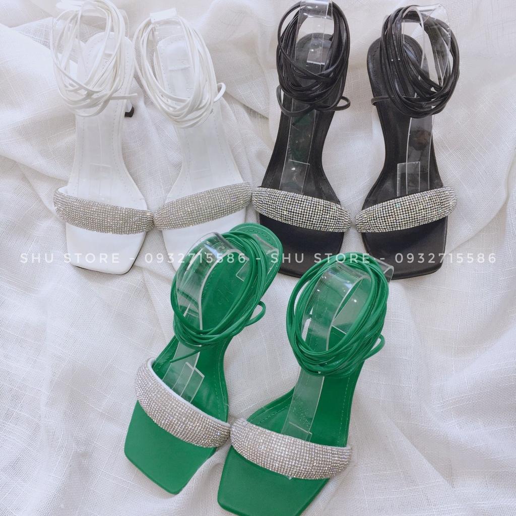 SANDAL CỘT DÂY THỜI TRANG SHU STORE - SANDAL CỘT DÂY QUAI PHỒNG ĐÍNH ĐÁ