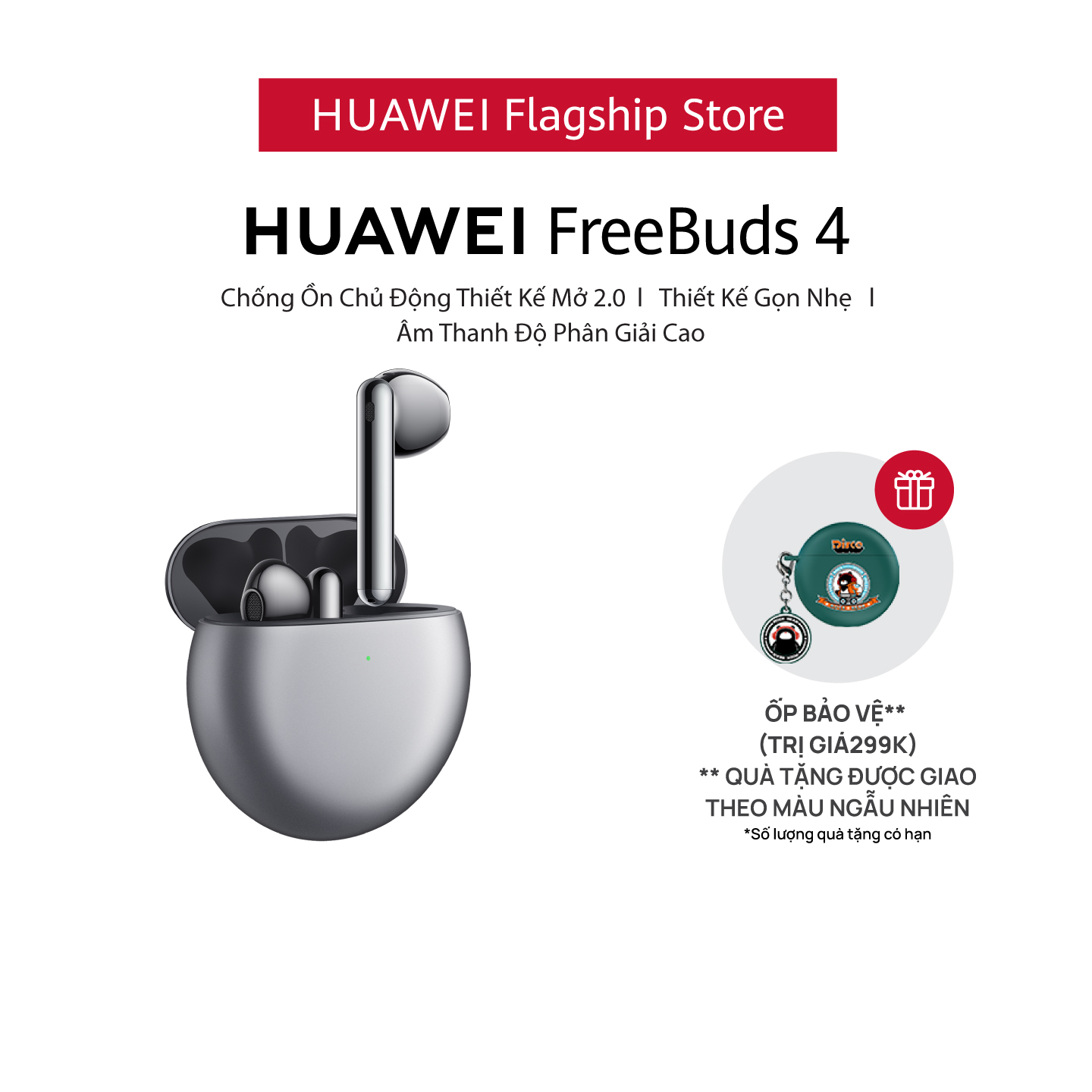 Tai Nghe Bluetooth HUAWEI FreeBuds 4 | Chống Ồn Chủ Động Thiết Kế Mở 2.0 | Thiết Kế Gọn Nhẹ | Âm Thanh Độ Phân Giải Cao | Hàng Chính Hãng