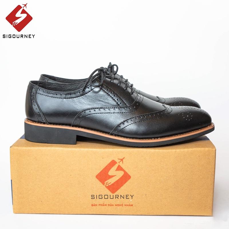 Giày Tây Nam Cao Cấp Oxford Brogues Họa Tiết Đục Lỗ, Da Bò Thật, Thiết Kế Sang Trọng SIG-36