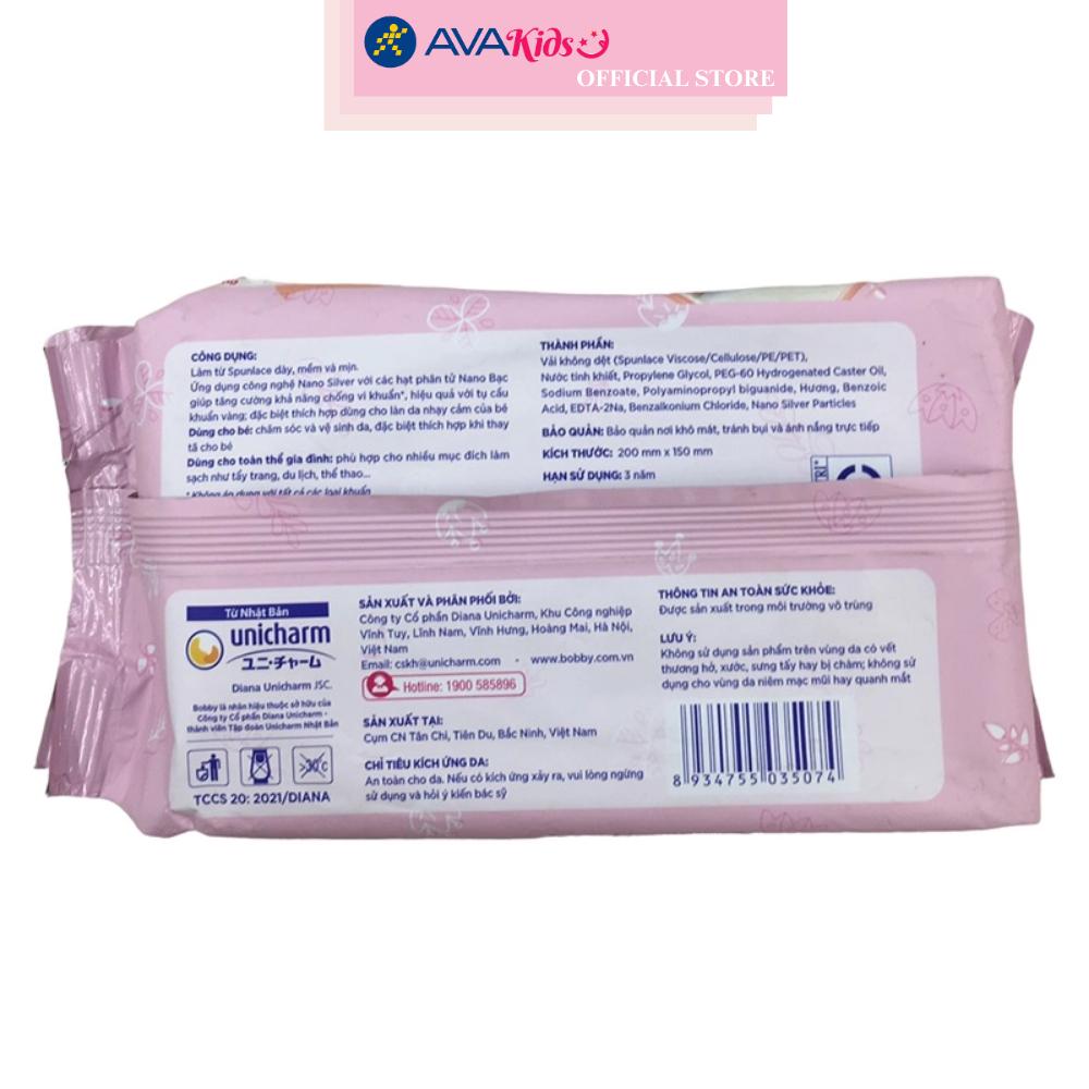 Khăn ướt em bé Bobby hương thơm nhẹ gói 100 miếng