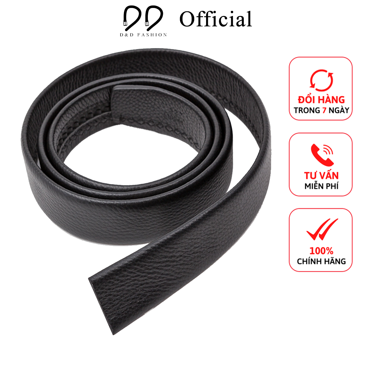 Dây thắt lưng D&D Fashion/ dây nịt nam - Bo tròn đen
