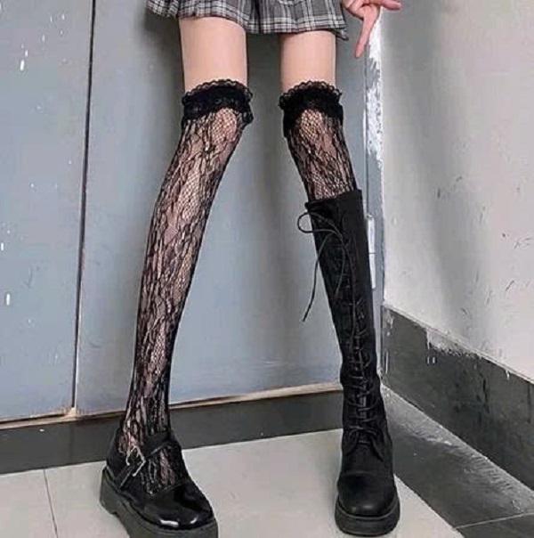 [KoSuyTu] Tất Đùi Lưới Ren Hoa Mây Quyến Rũ LOLITA - Qua Gối, Cosplay Nữ Tính