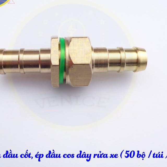 Bộ ép đầu dây máy rửa xe  (đầu đực + cái + áo ép) - Đuôi chuột phi 8mm - Cỡ ren 13 mm - 50 bộ / túi