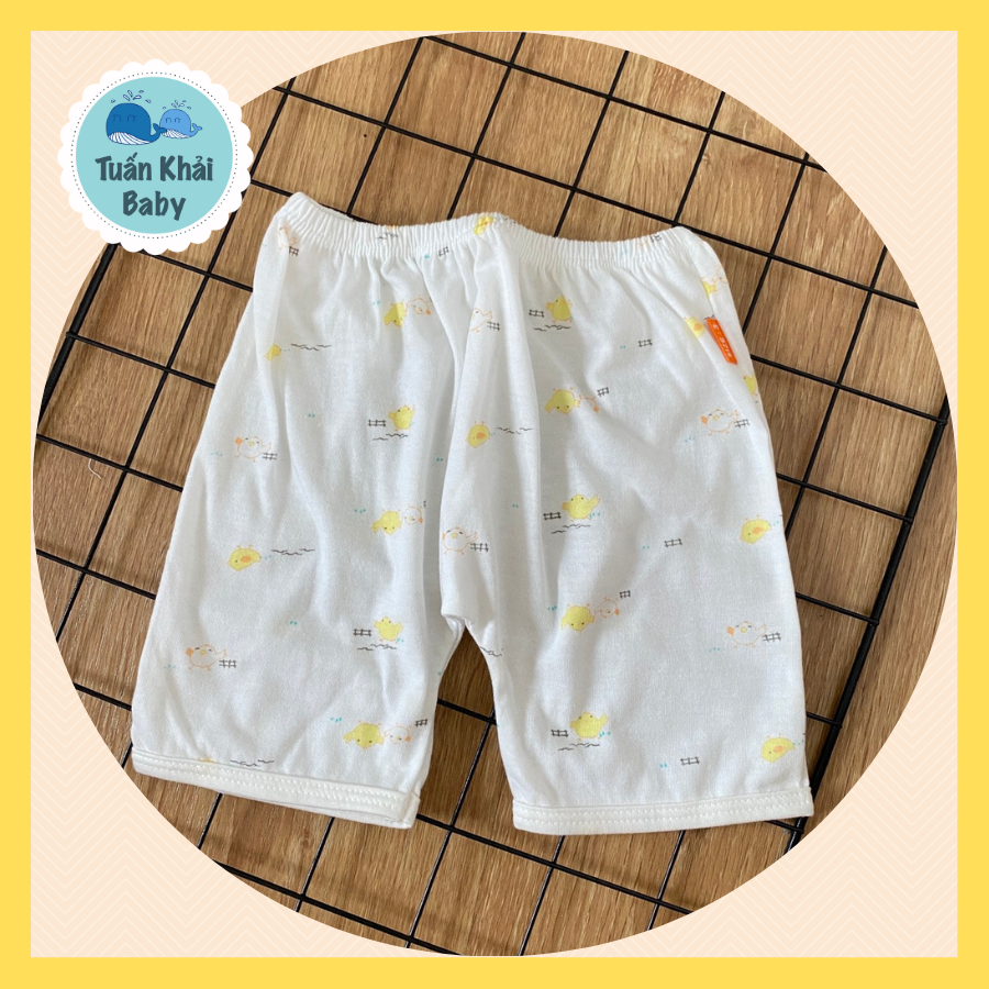 Quần sơ sinh (1 cái) cotton cao cấp CUNCON | Mẫu Quần đùi đáy ngang Họa Tiết | Size 1,2,3 cho bé sơ sinh - 9kg