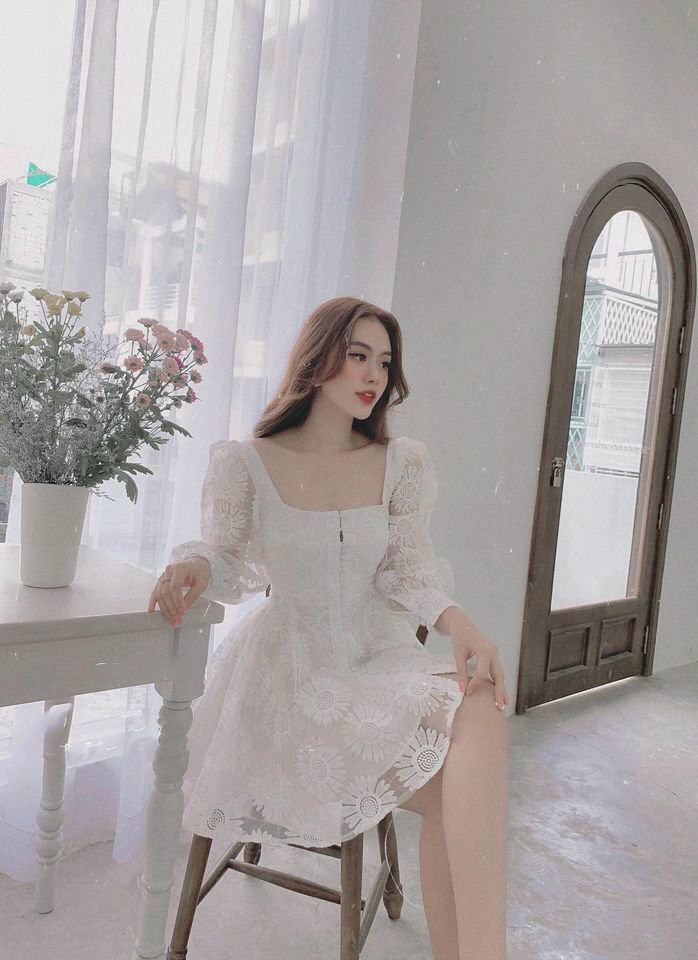 Đầm xòe ren hoa cúc cực xinh NT82300