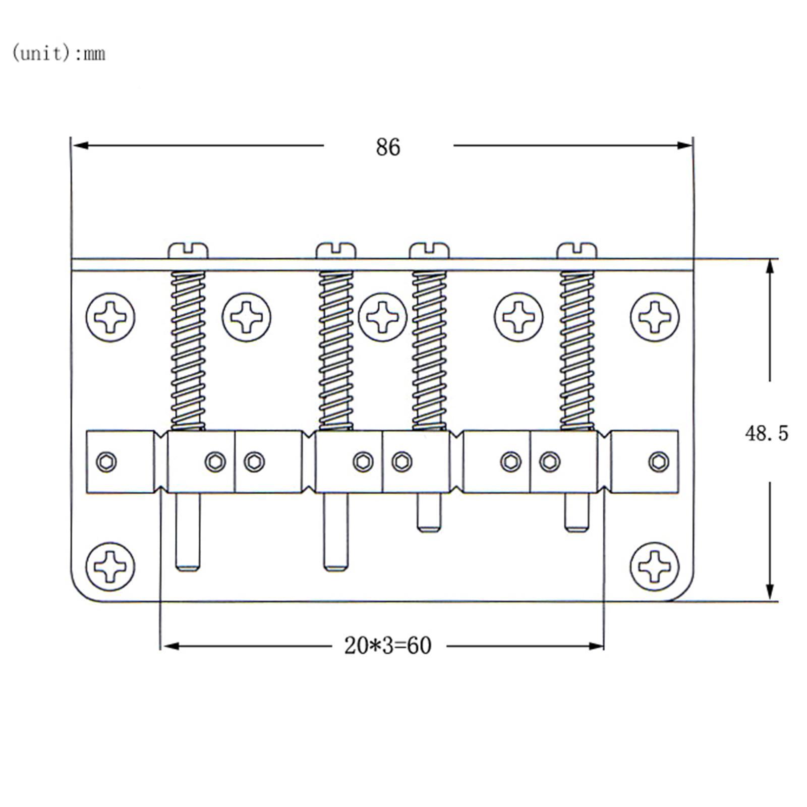 Professional 4 String Bass Bridge Assembly Replace String Spacing Adjustment