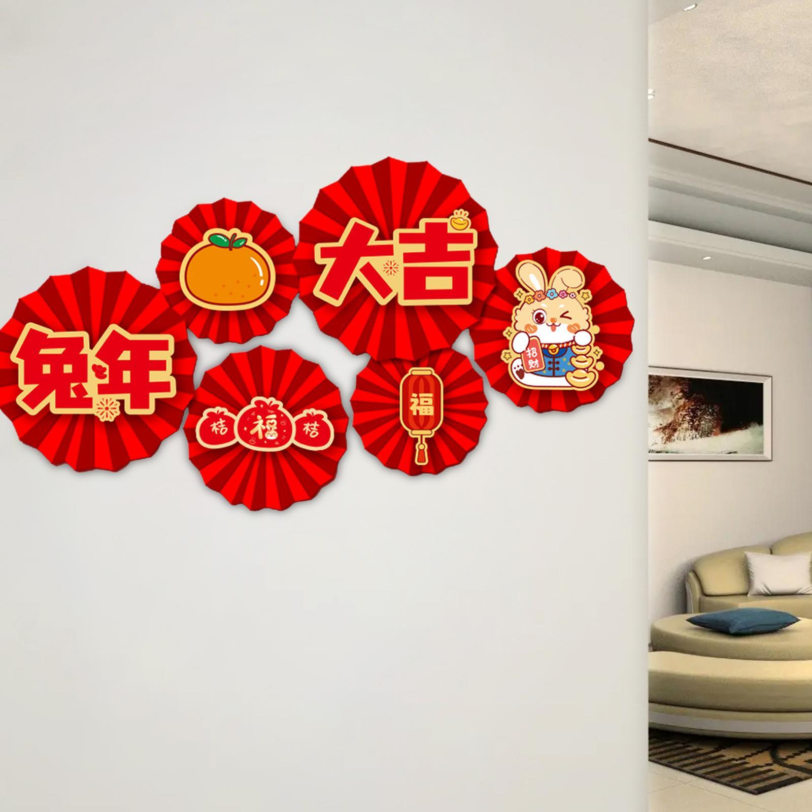 Set 6 Quạt Treo tường Trang Trí Năm Mới