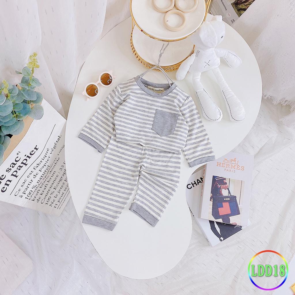 Bộ Dài Tay Cho Bé LDD18 Đồ Bộ Sọc Dệt Cao Cấp Mềm Mịn Thoáng Mát Hàng Chuẩn, Dễ Chịu, Thoải Mái Cho Bé
