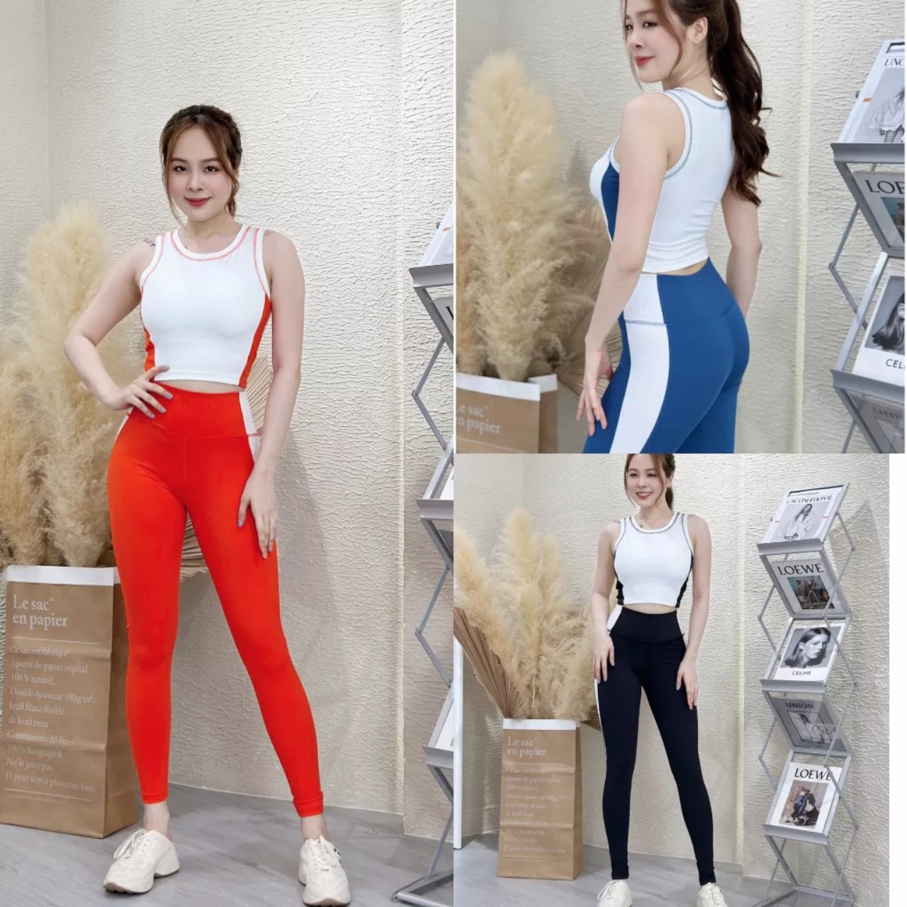 Đồ tập gym nữ, quần áo tập yoga erobic chất liệu thun lạnh co giãn 4 chiều thấm hút tốt