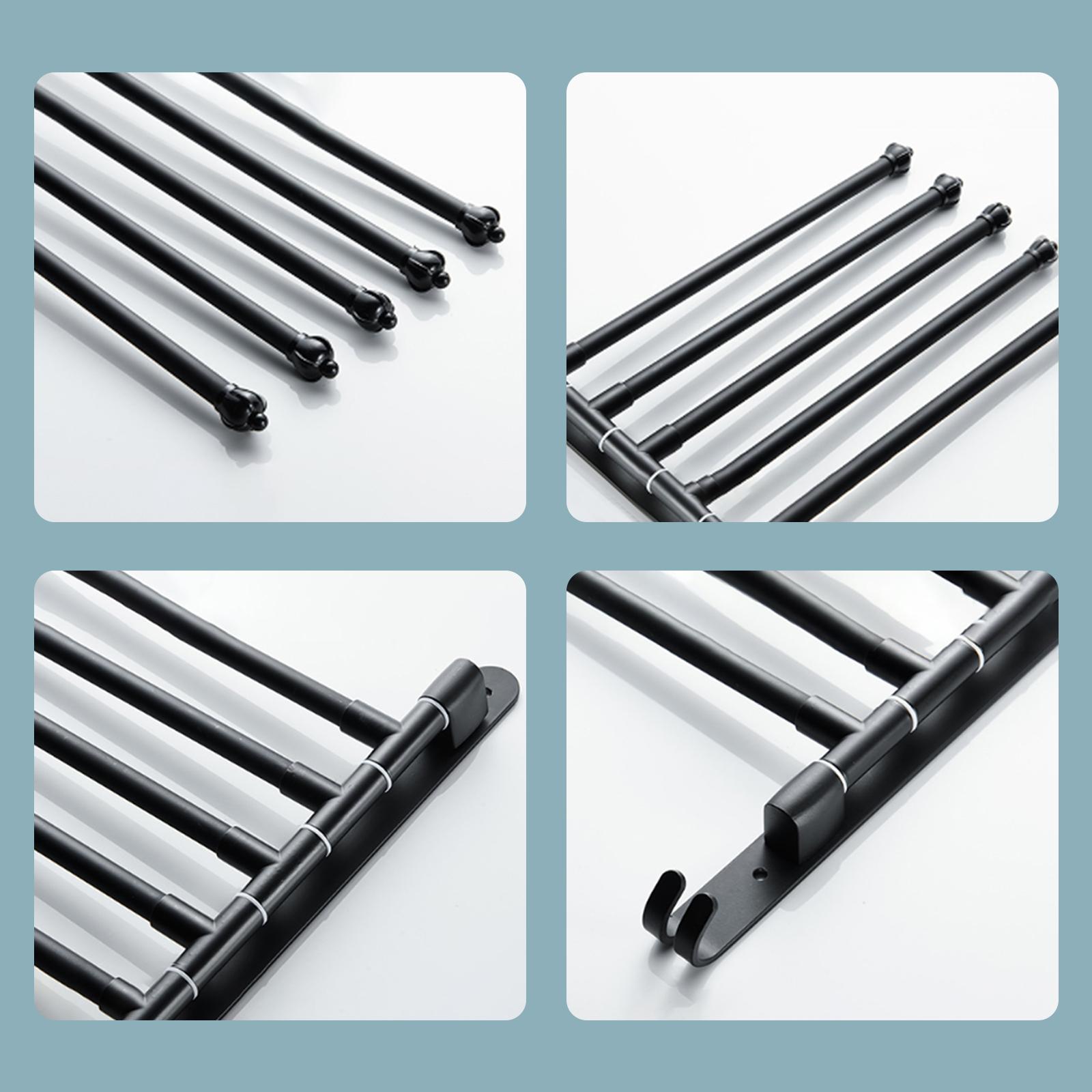 Swivel Out Towel Racks with Hooks Foldable Arms Bath Towel Hanger Wall Mount Towel Bar Aluminum Towel Holder Organizer