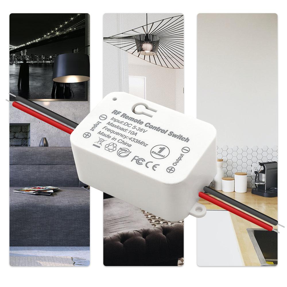 Công Tắc Điều Khiển Từ Xa Không Dây RF 433Mhz DC 6V 12V 24V 30V 36V 1Ch Tiếp Thu Và 2 nút Phát Có Nắp Đậy Cho Đèn Led