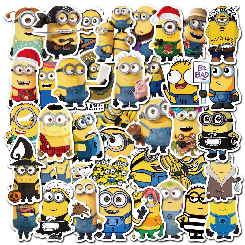 Bộ 50 Sticker Chống Thấm Nước Hình Minion