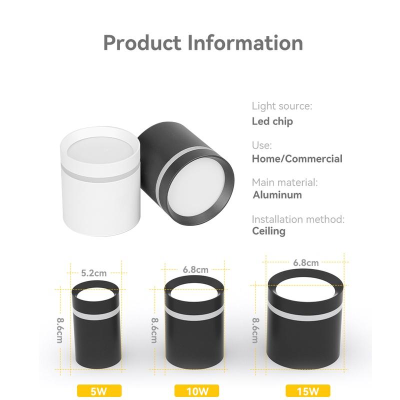 Đèn Downlight âm trần gắn trên bề mặt Đèn chiếu điểm 5/10/15w Cob Led Spot Đèn chiếu sáng trên trần Đèn chiếu sáng cho nhà bếp phòng ngủ