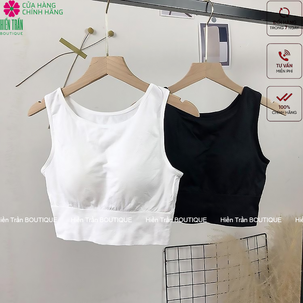 Áo bra học sinh, áo croptop Hiền Trần BOUTIQUE sát nách ba lỗ thun không tay kiểu ôm body tank top vải cotton co giãn tốt