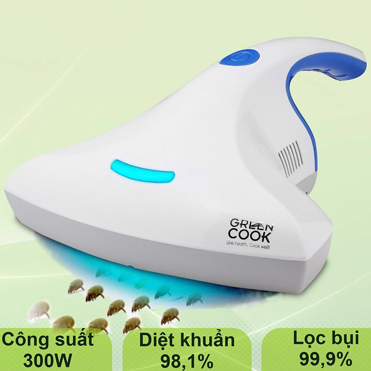 Máy Hút Bụi Cầm Tay,Máy Hút Bụi Ga Giường Green Cook Có Tia UV Diệt Khuẩn Cho Giường, Nệm, Sofa Bảo Vệ Sức Khỏe - Hàng chính hãng