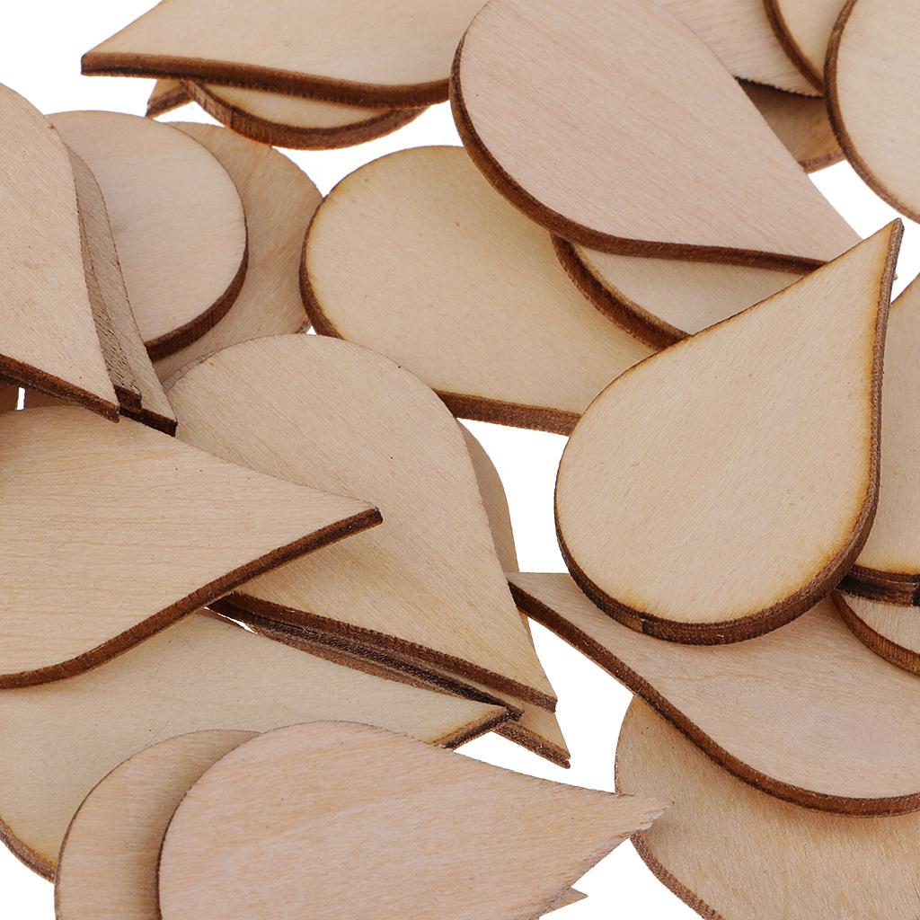 Natural Wood Drop Shapes Crafts DIY Wooden Embellishment