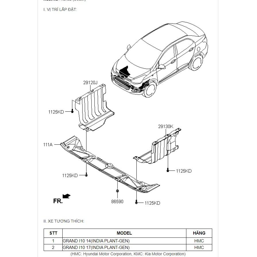 Chắn Bùn Gầm Máy xe Hyundai I10 Grand