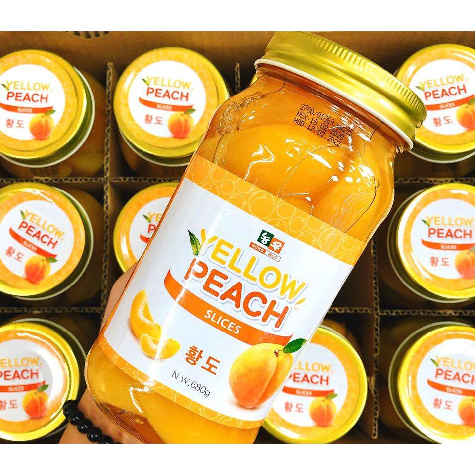 Đào Vàng Ngâm Yellow Peach - Nongwoo Hũ 680G - Nhập Khẩu Hàn Quốc