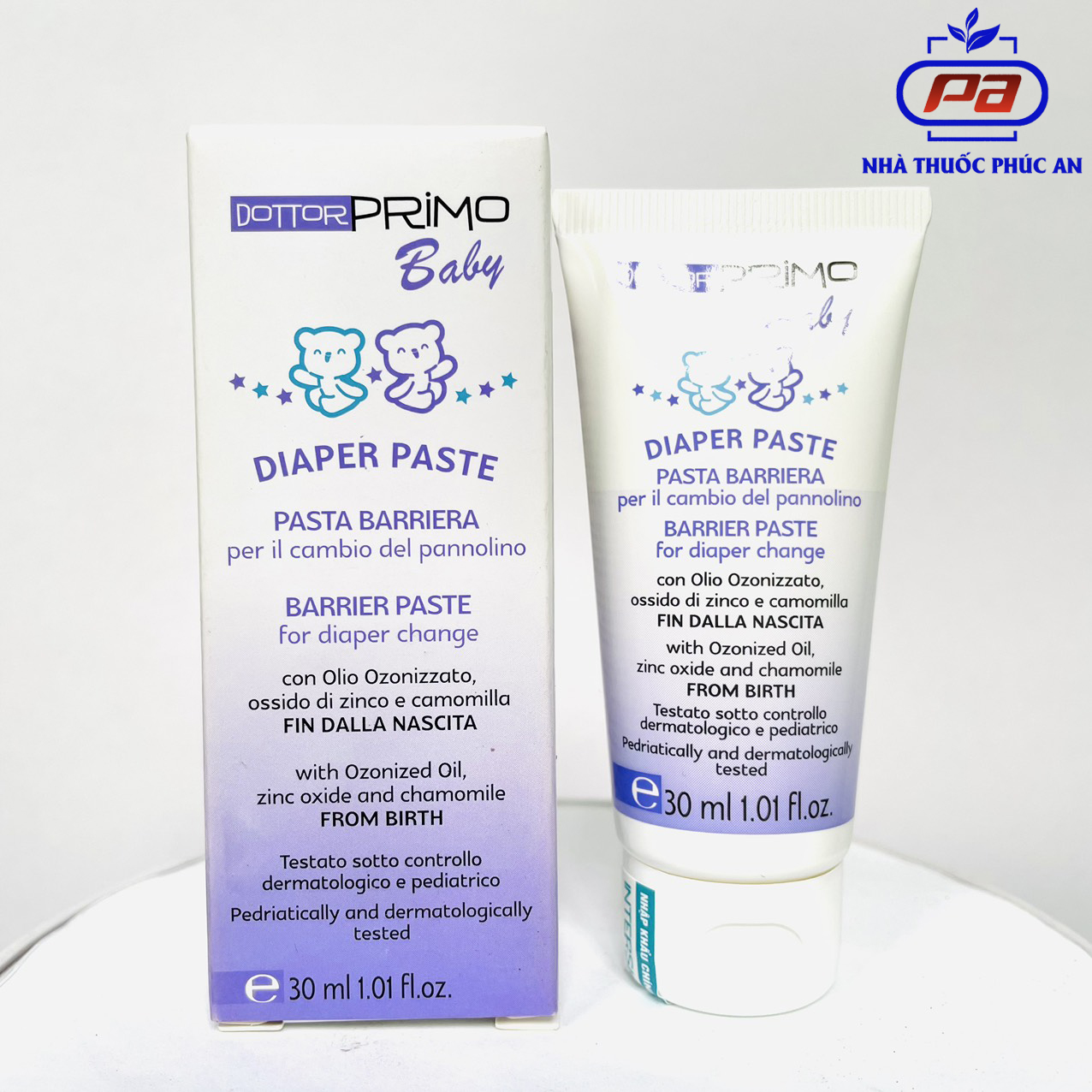 Kem chống hăm cho bé Dottorprimo Baby Diaper Paste 30ml - ngăn ngừa và làm lành hăm tả bỉm cho bé