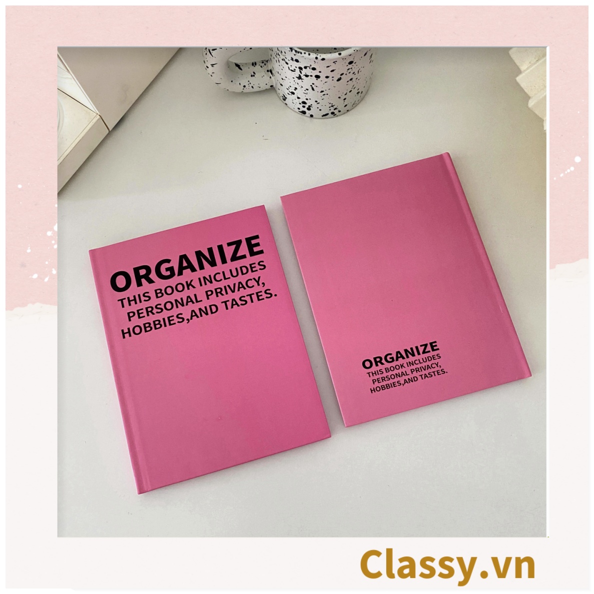 Sổ dán gáy bìa cứng - Classy Notebook ghi chép A5 100 trang bìa tối giản- Giấy kẻ ngang chống lóa mắt in chữ PK1747