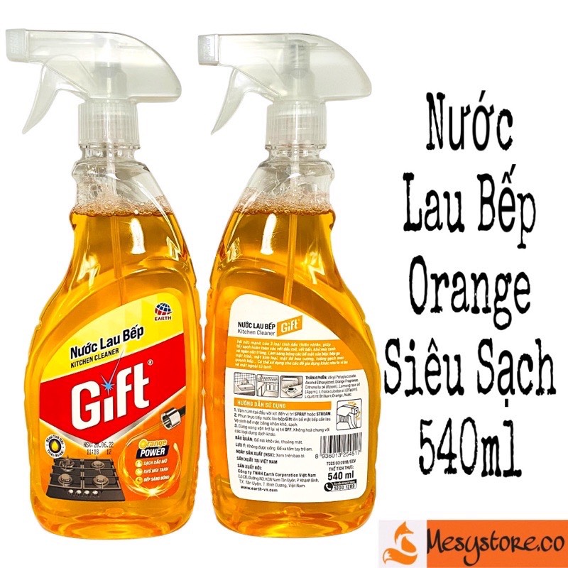 Nước Lau Bếp Gift 540ml Kitchen Cleaner Orange Power Thơm Mát