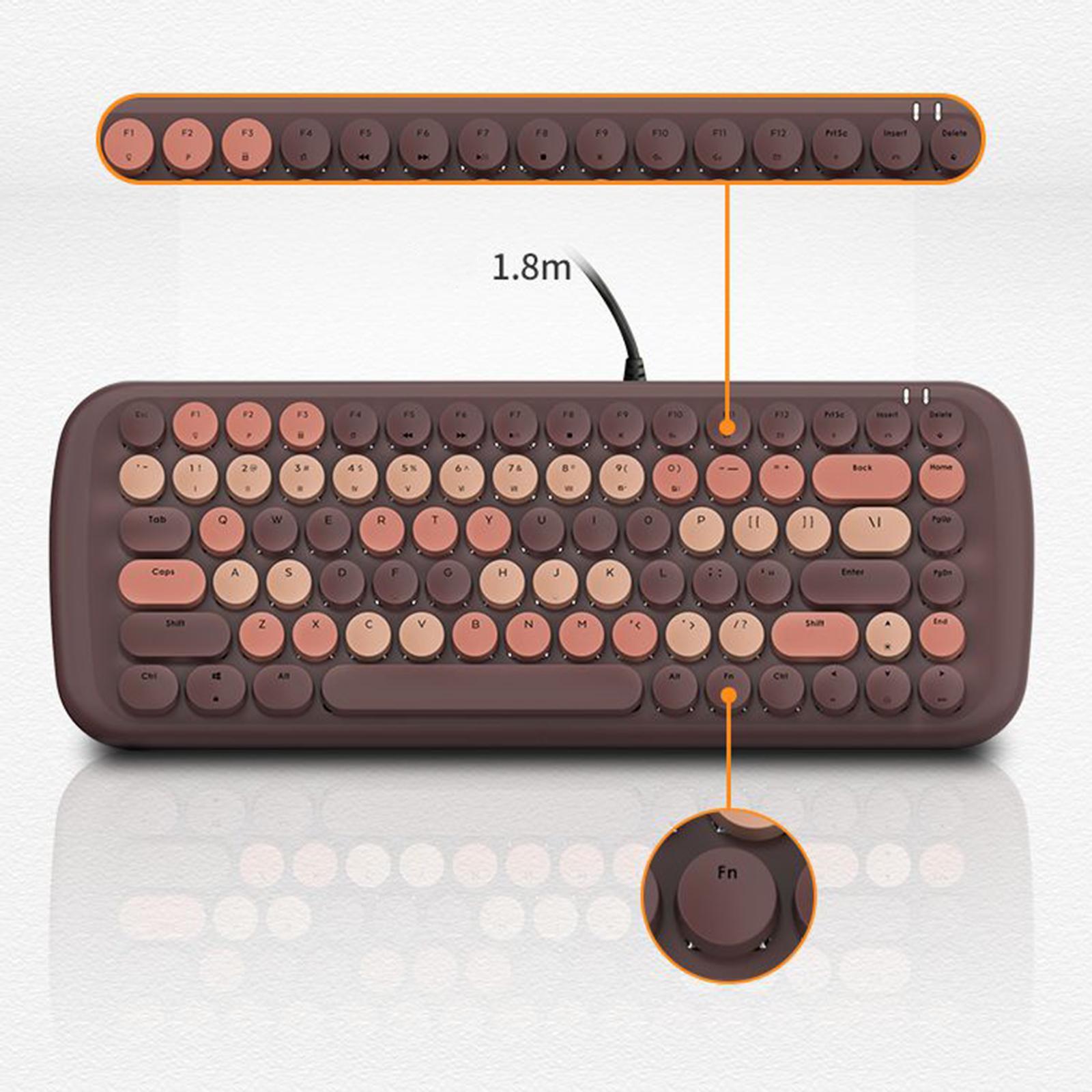 Colorful USB Wired Mechanical Keyboard 84 keys Retro Round Keycaps w/Backlit