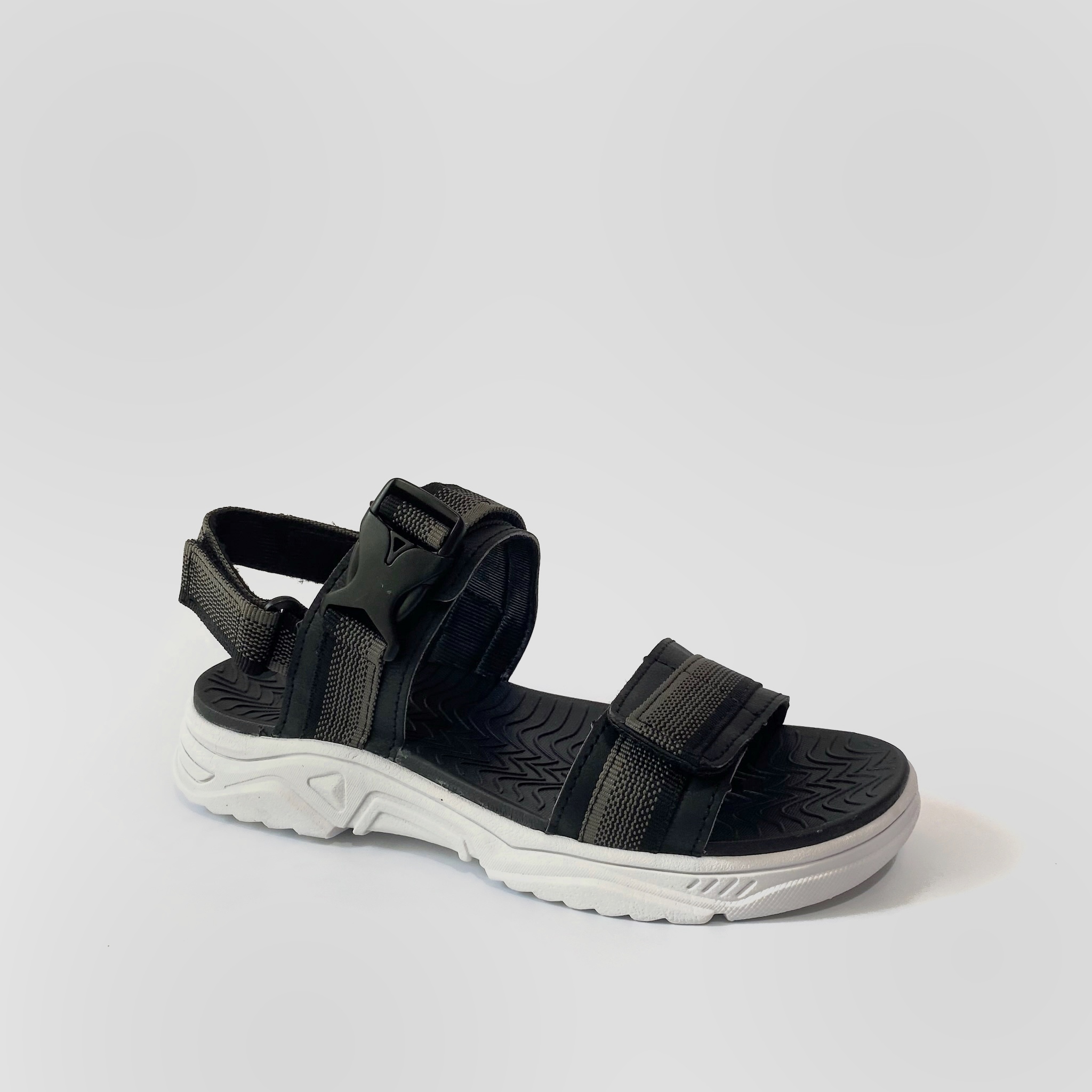 Giày Sandal Nam The Bily Quai Ngang - Đế Trắng Lót Đen Màu Xám Thổ Cẩm BLDTMD03