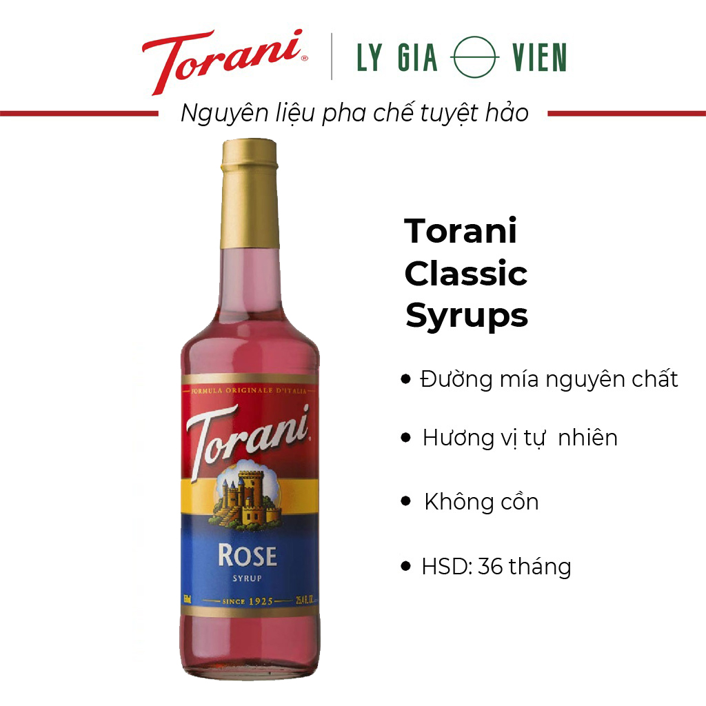 Siro Pha Chế Hương Hoa Hồng Torani Classic Rose Syrup 750ml Mỹ