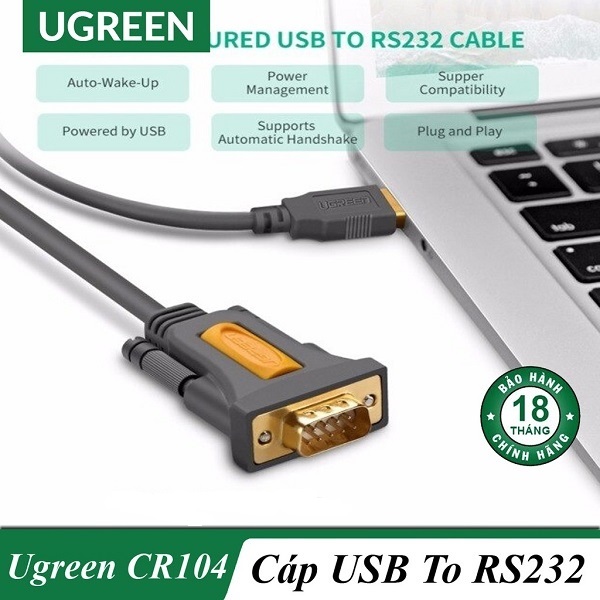 Cáp Chuyển Đổi Ugreen USB 2.0 Sang RS232-DB9 20222 - Hàng Chính Hãng