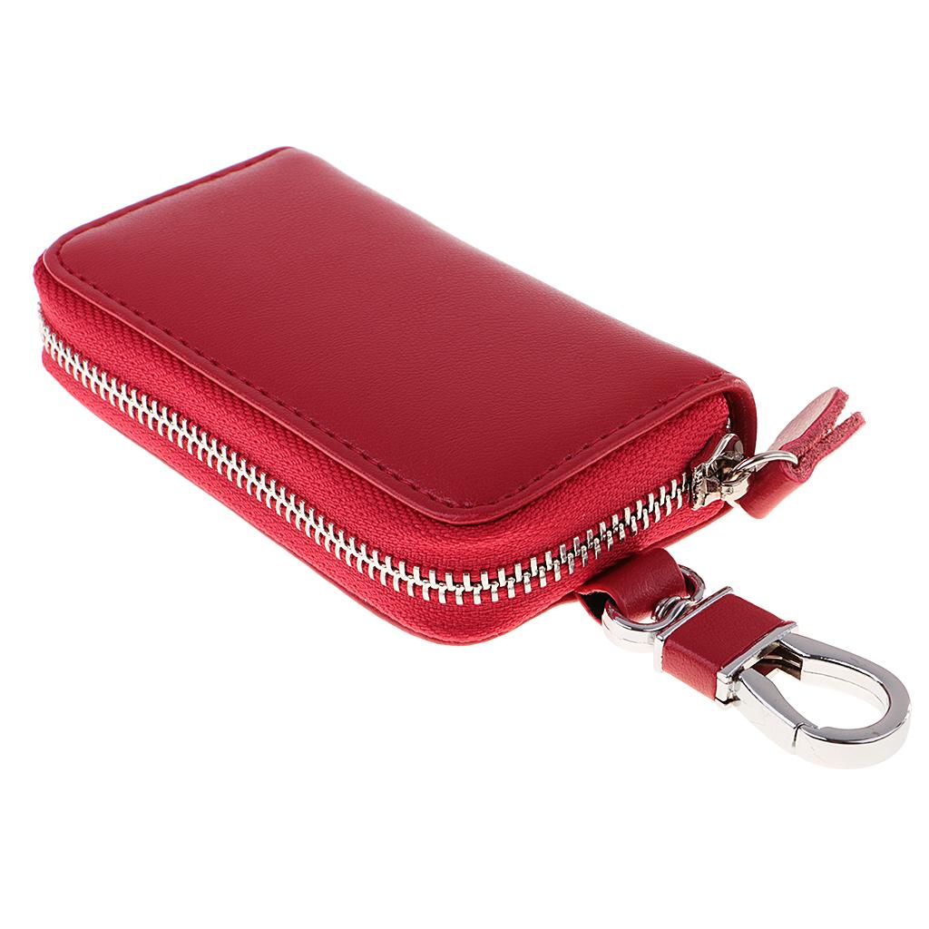 Genuine Leather Car Key Holder Keychain Case Bag Hook Pouch
