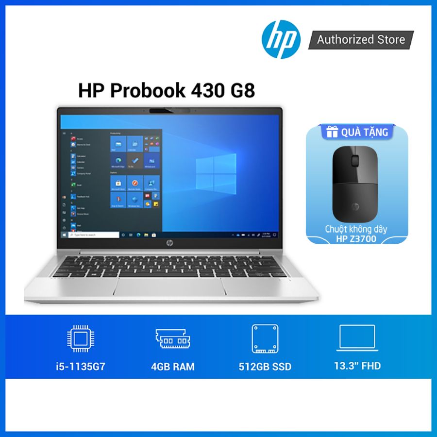 Laptop HP Probook 430 G8 2H0N7PA i5-1135G7 | 4GB RAM | 512GB SSD | Intel Iris Xe | 13.3 inch FHD | Win 10 | Bạc | Hàng chính hãng