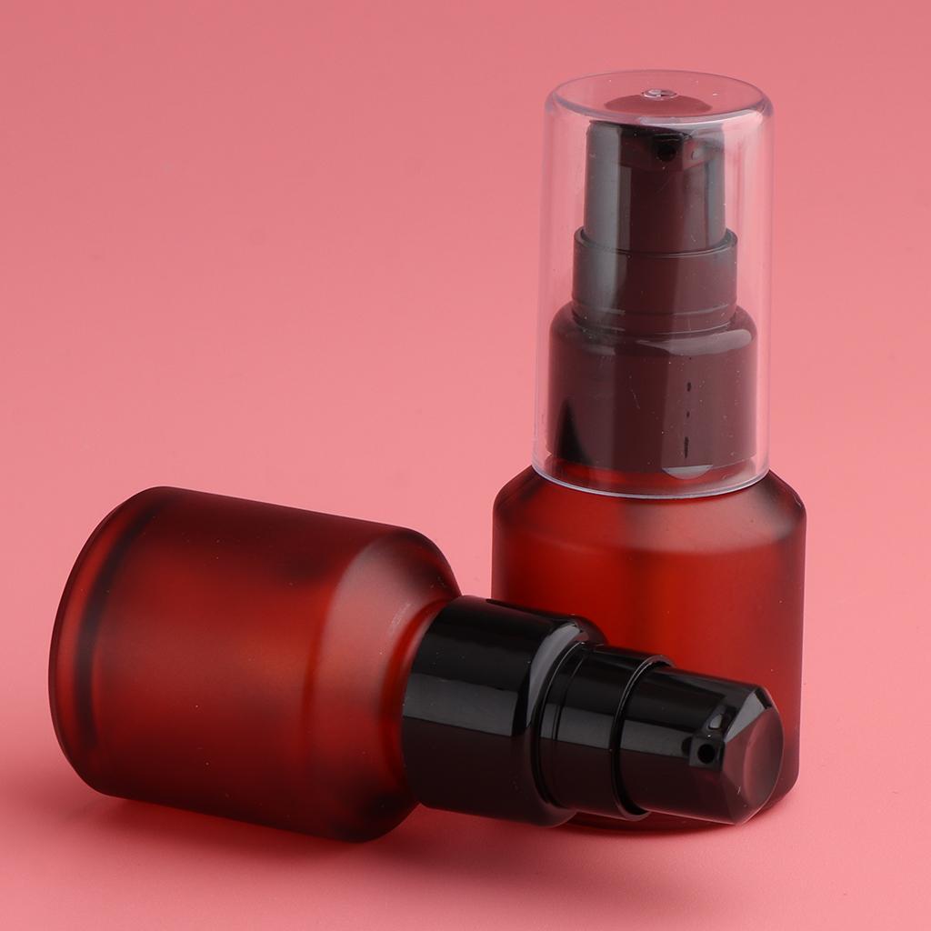 2pcs Empty Spray Pump Bottle Refillable Emulsion Lotions Bottle Glass 15ml