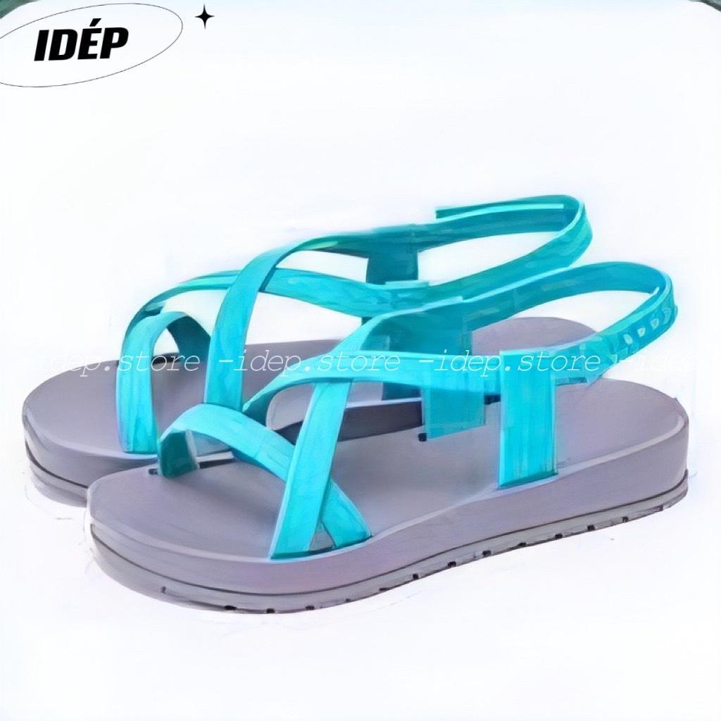 Giày sandal nữ quai ngang khuy cài đế cao su đi học đi biển đi mưa chống trơn siêu bền iDÉP- GL077